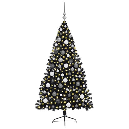 Artificial Christmas Tree with 300 LEDs Black 180 cm PVC
