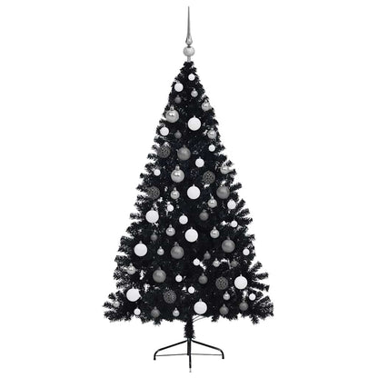 Artificial Christmas Tree with 300 LEDs Black 180 cm PVC