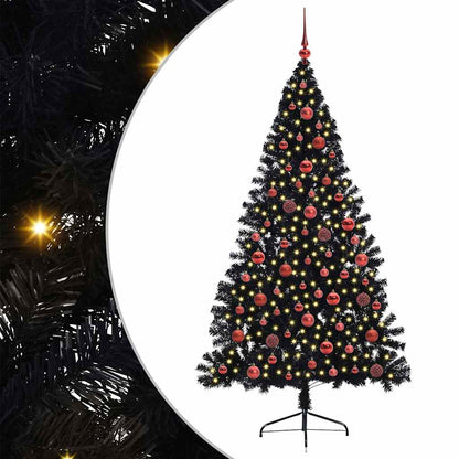 Artificial Pre-lit Christmas Tree Black 180 cm PVC