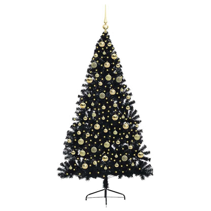 Artificial Pre-lit Christmas Tree Black 180 cm PVC