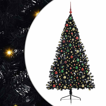 Artificial Pre-lit Christmas Tree Black 180 cm PVC