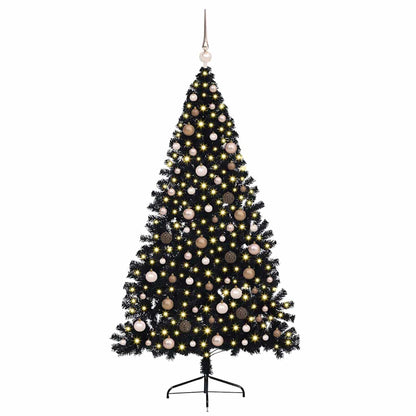 Artificial Pre-lit Christmas Tree Black 210 cm PVC