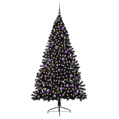 Artificial Pre-lit Christmas Tree Black 210 cm PVC