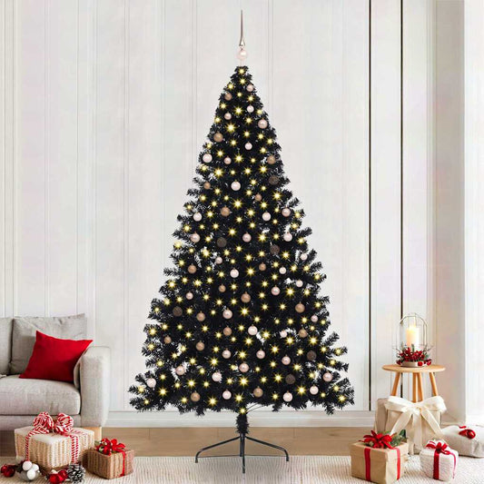 Artificial Pre-lit Christmas Tree Black 240 cm PVC