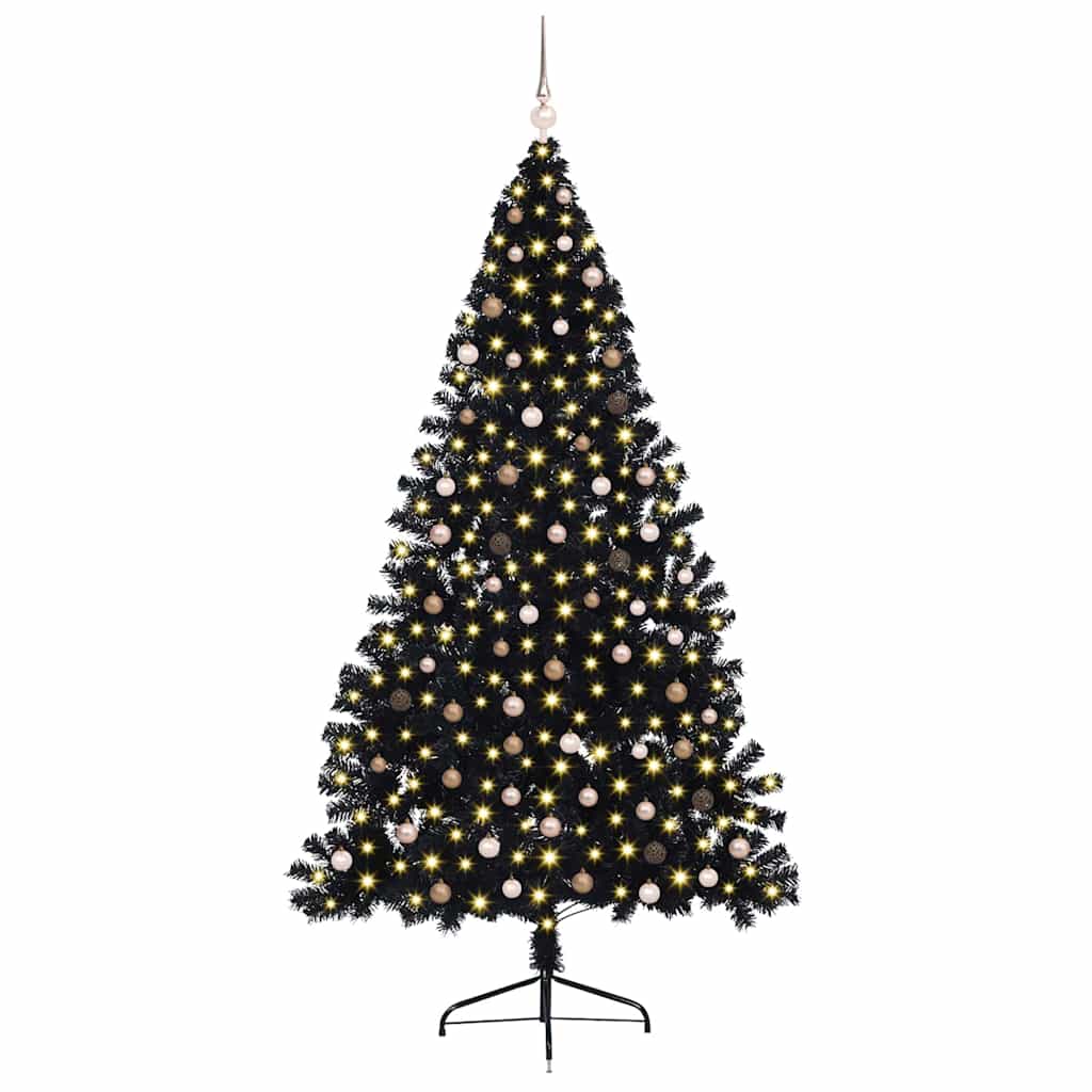 Artificial Pre-lit Christmas Tree Black 240 cm PVC