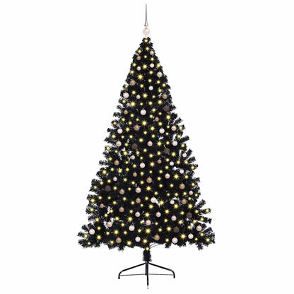 Artificial Pre-lit Christmas Tree Black 240 cm PVC