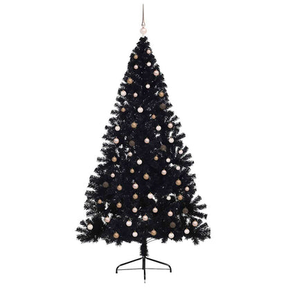 Artificial Pre-lit Christmas Tree Black 240 cm PVC