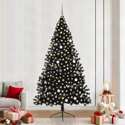 Artificial Pre-lit Christmas Tree Black 240 cm PVC
