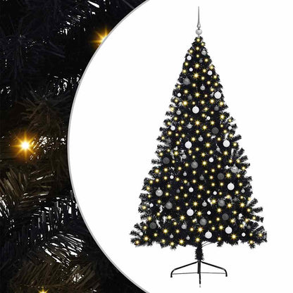 Artificial Pre-lit Christmas Tree Black 240 cm PVC