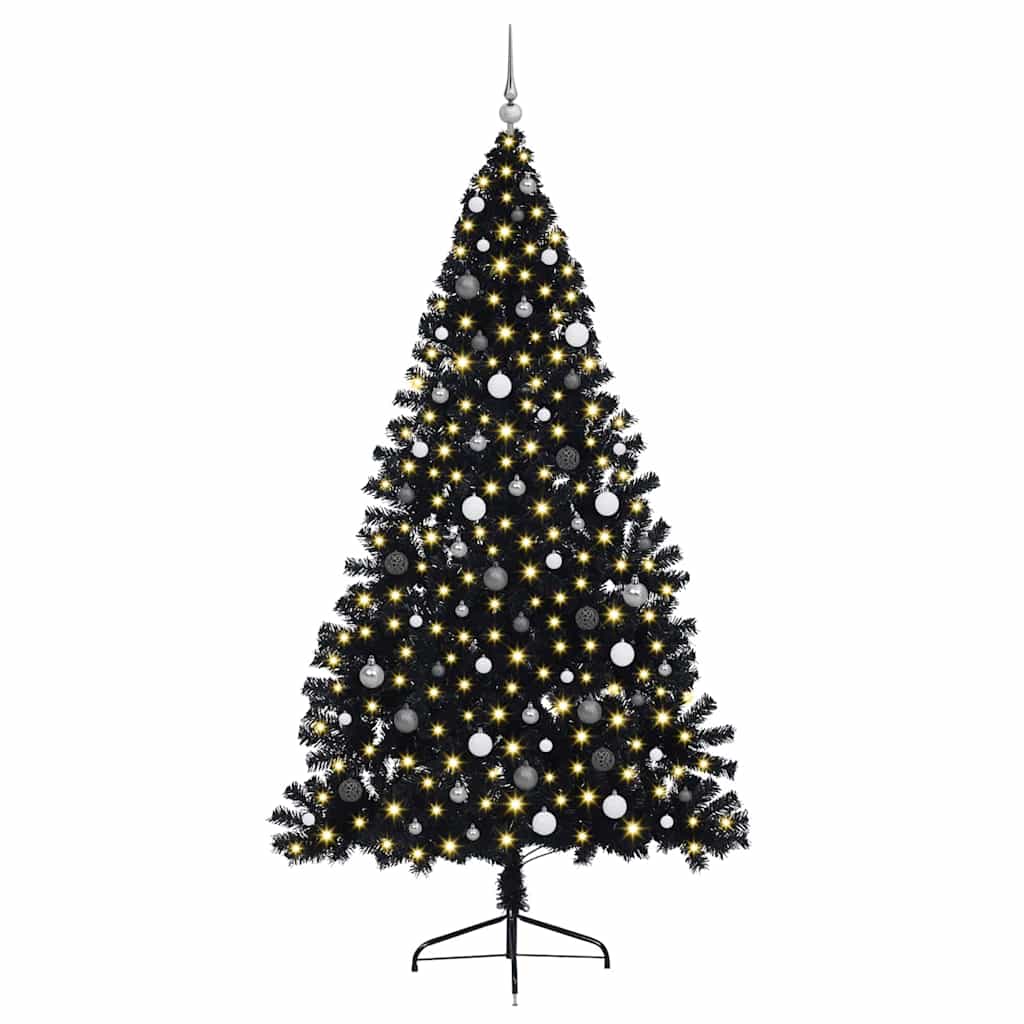 Artificial Pre-lit Christmas Tree Black 240 cm PVC