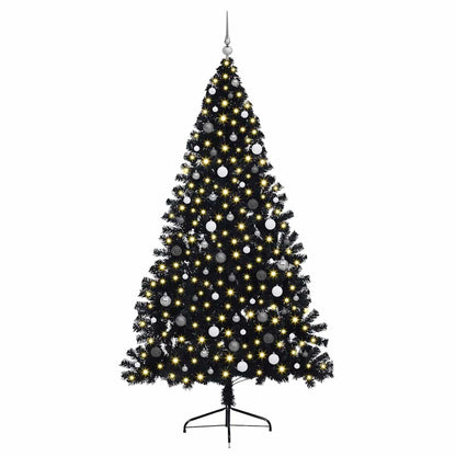Artificial Pre-lit Christmas Tree Black 240 cm PVC