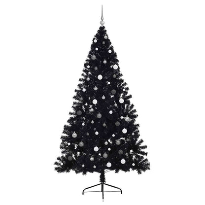 Artificial Pre-lit Christmas Tree Black 240 cm PVC