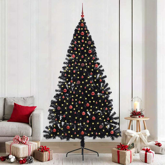 Artificial Pre-lit Christmas Tree Black 240 cm PVC