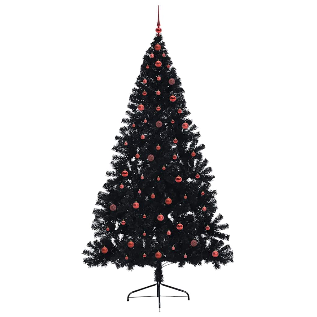 Artificial Pre-lit Christmas Tree Black 240 cm PVC