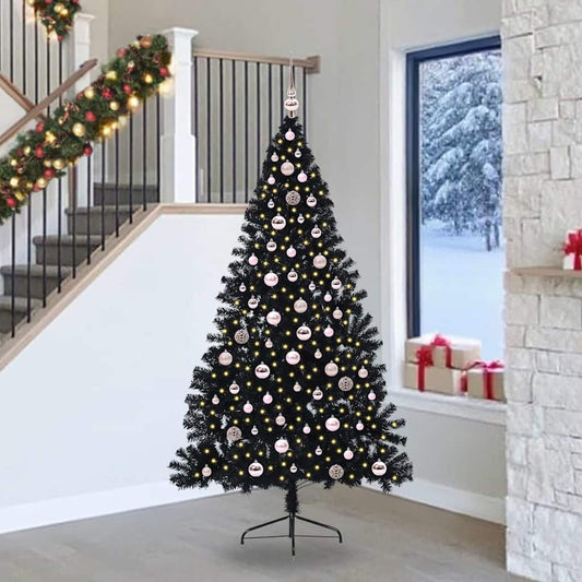 Artificial Pre-lit Christmas Tree Black 240 cm PVC