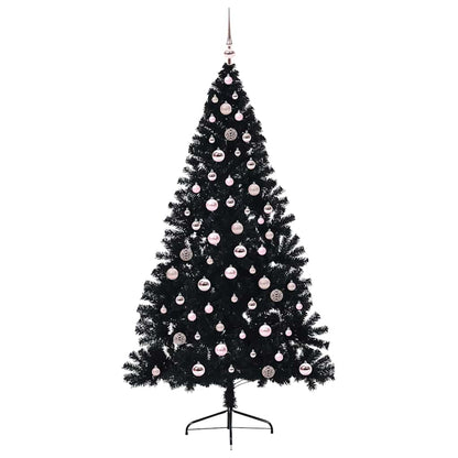Artificial Pre-lit Christmas Tree Black 240 cm PVC