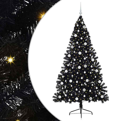 Artificial Pre-lit Christmas Tree Black 240 cm PVC