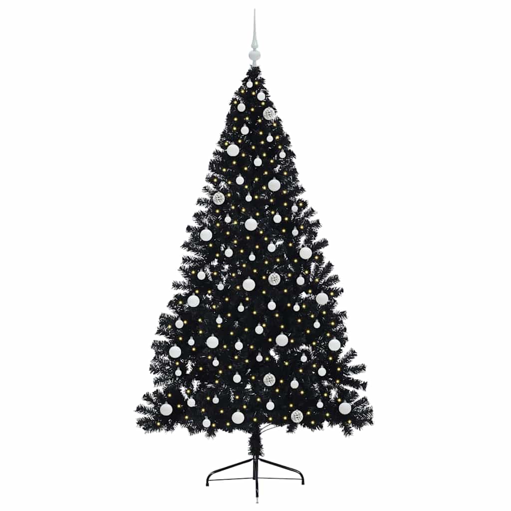 Artificial Pre-lit Christmas Tree Black 240 cm PVC