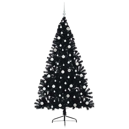 Artificial Pre-lit Christmas Tree Black 240 cm PVC