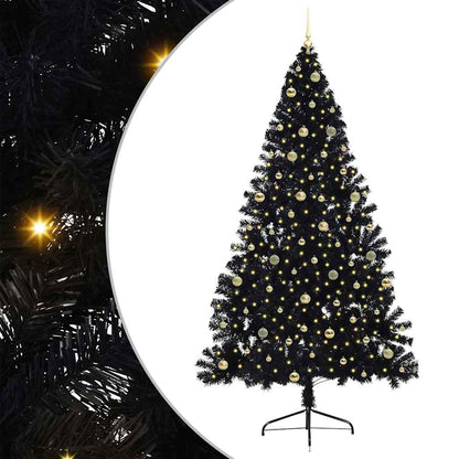 Artificial Pre-lit Christmas Tree Black 240 cm PVC