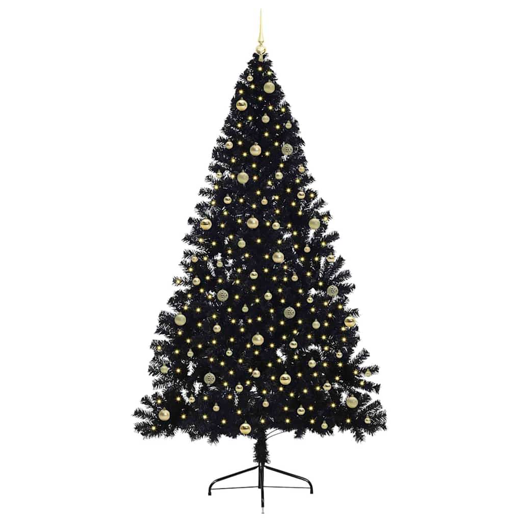 Artificial Pre-lit Christmas Tree Black 240 cm PVC