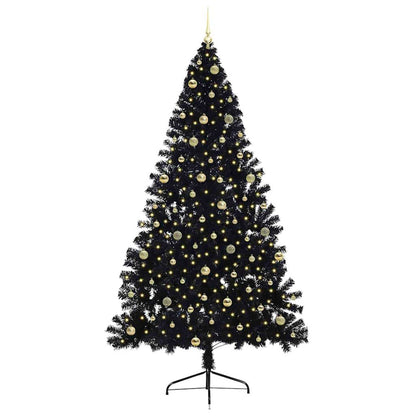 Artificial Pre-lit Christmas Tree Black 240 cm PVC