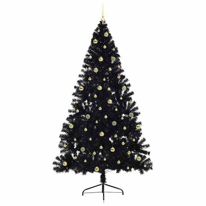 Artificial Pre-lit Christmas Tree Black 240 cm PVC