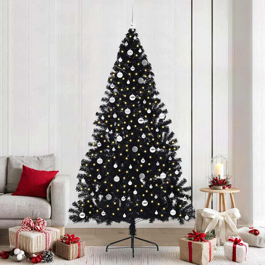 Artificial Pre-lit Christmas Tree Black 240 cm PVC