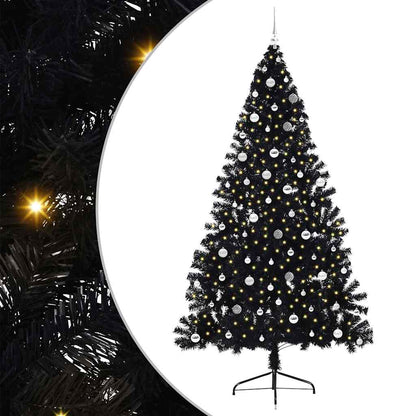 Artificial Pre-lit Christmas Tree Black 240 cm PVC