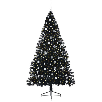 Artificial Pre-lit Christmas Tree Black 240 cm PVC