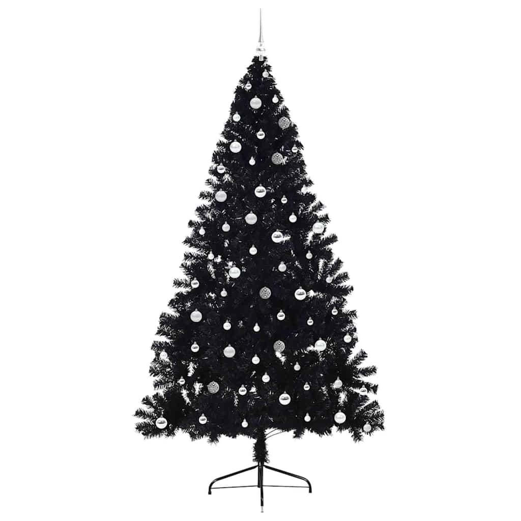 Artificial Pre-lit Christmas Tree Black 240 cm PVC