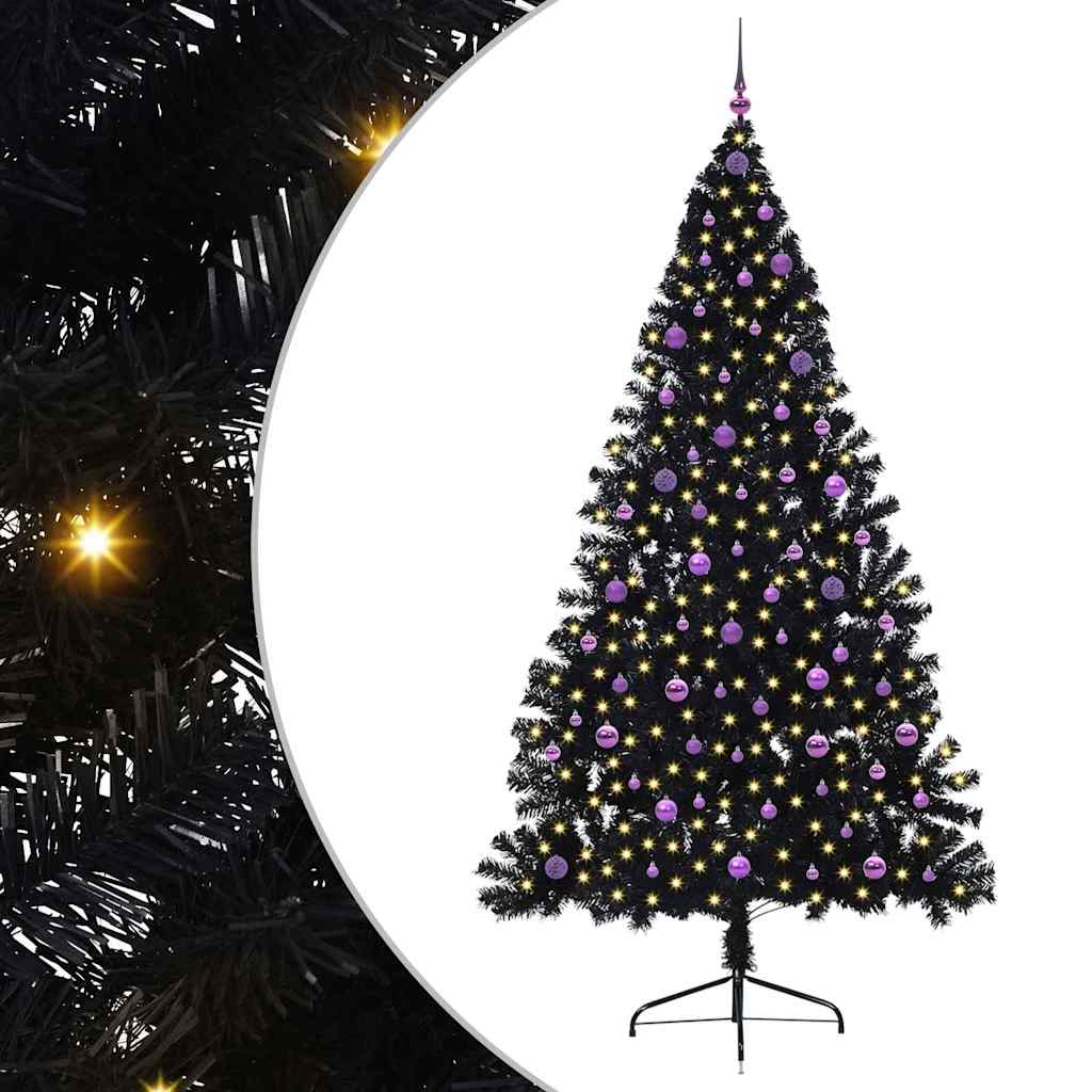 Artificial Pre-lit Christmas Tree Black 240 cm PVC