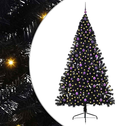 Artificial Pre-lit Christmas Tree Black 240 cm PVC