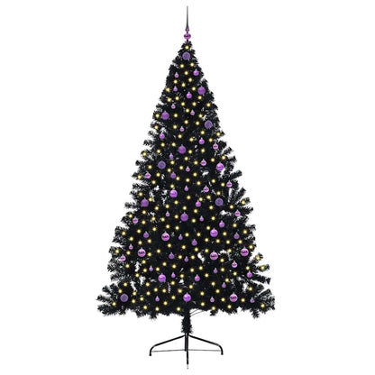 Artificial Pre-lit Christmas Tree Black 240 cm PVC