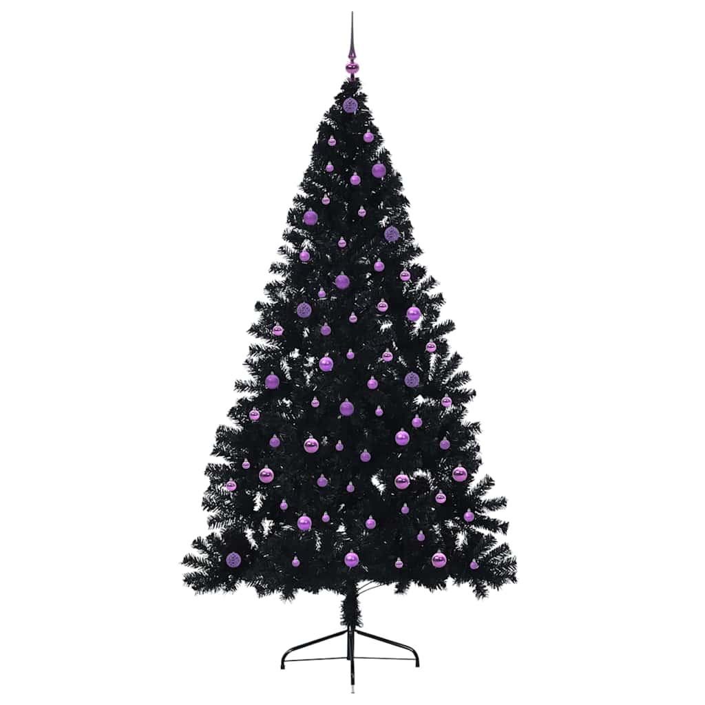 Artificial Pre-lit Christmas Tree Black 240 cm PVC