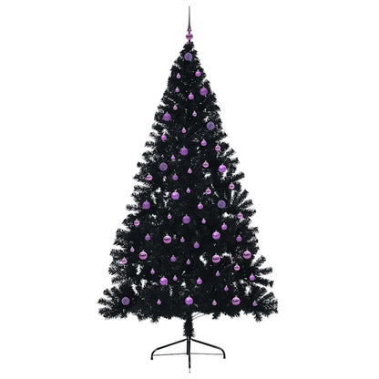 Artificial Pre-lit Christmas Tree Black 240 cm PVC