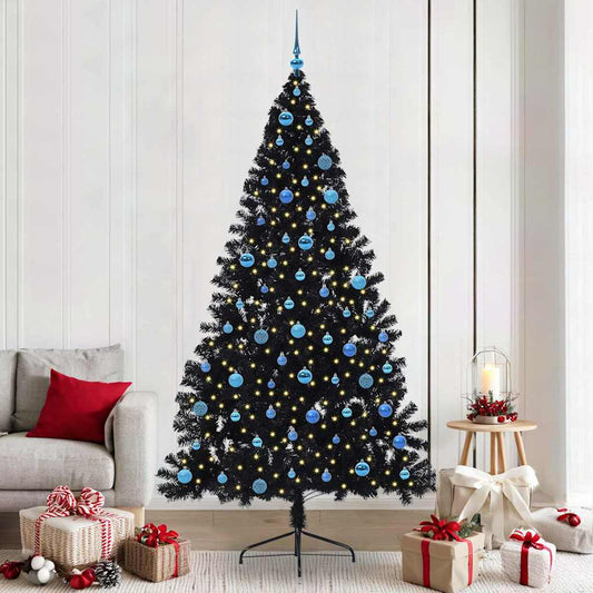 Artificial Pre-lit Christmas Tree Black 240 cm PVC
