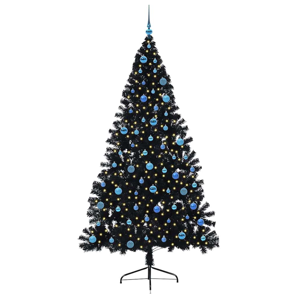 Artificial Pre-lit Christmas Tree Black 240 cm PVC