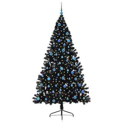 Artificial Pre-lit Christmas Tree Black 240 cm PVC