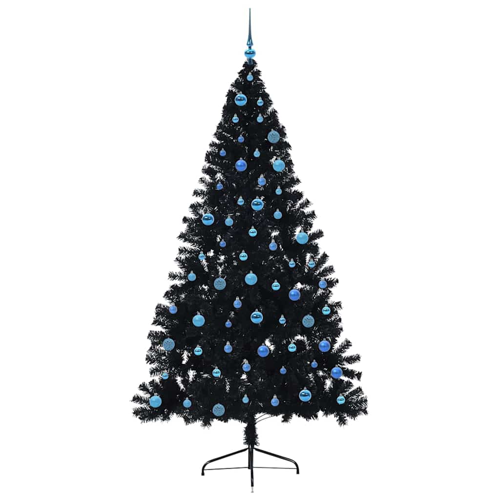 Artificial Pre-lit Christmas Tree Black 240 cm PVC
