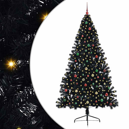 Artificial Pre-lit Christmas Tree Black 240 cm PVC