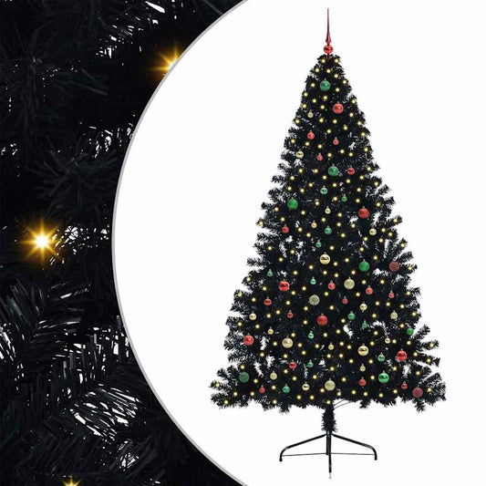 Artificial Pre-lit Christmas Tree Black 240 cm PVC
