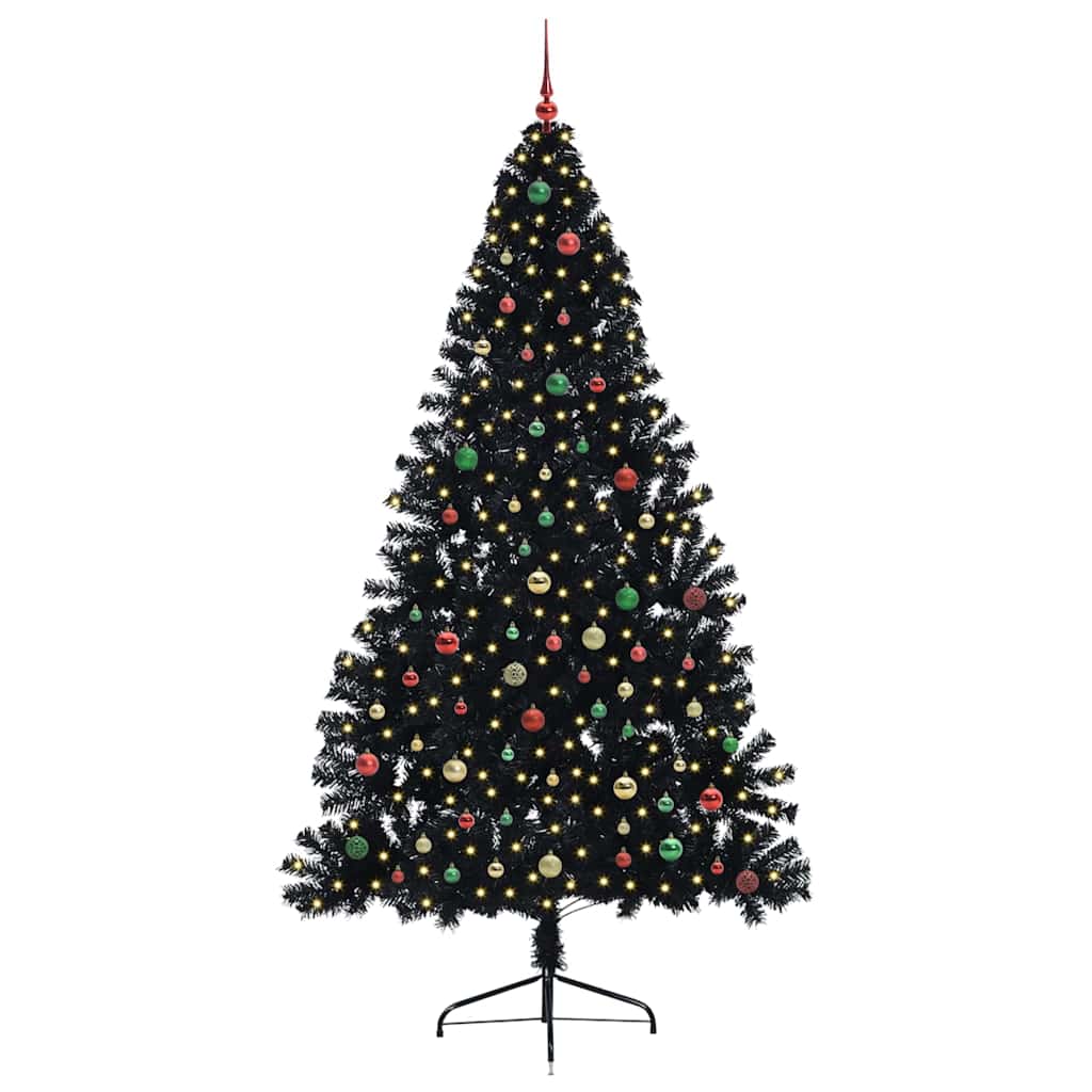 Artificial Pre-lit Christmas Tree Black 240 cm PVC