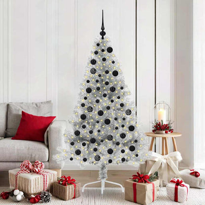Artificial Pre-lit Christmas Tree Silver 180 cm PET