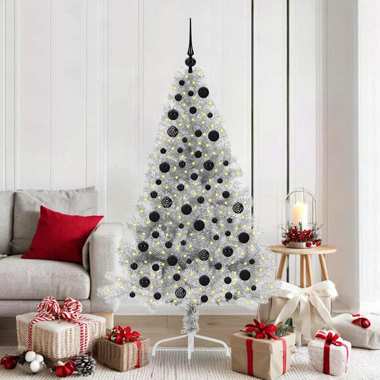 Artificial Pre-lit Christmas Tree Silver 180 cm PET
