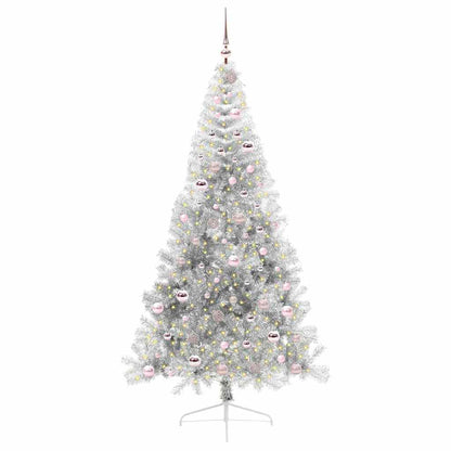 Artificial Pre-lit Christmas Tree Silver 210 cm PET