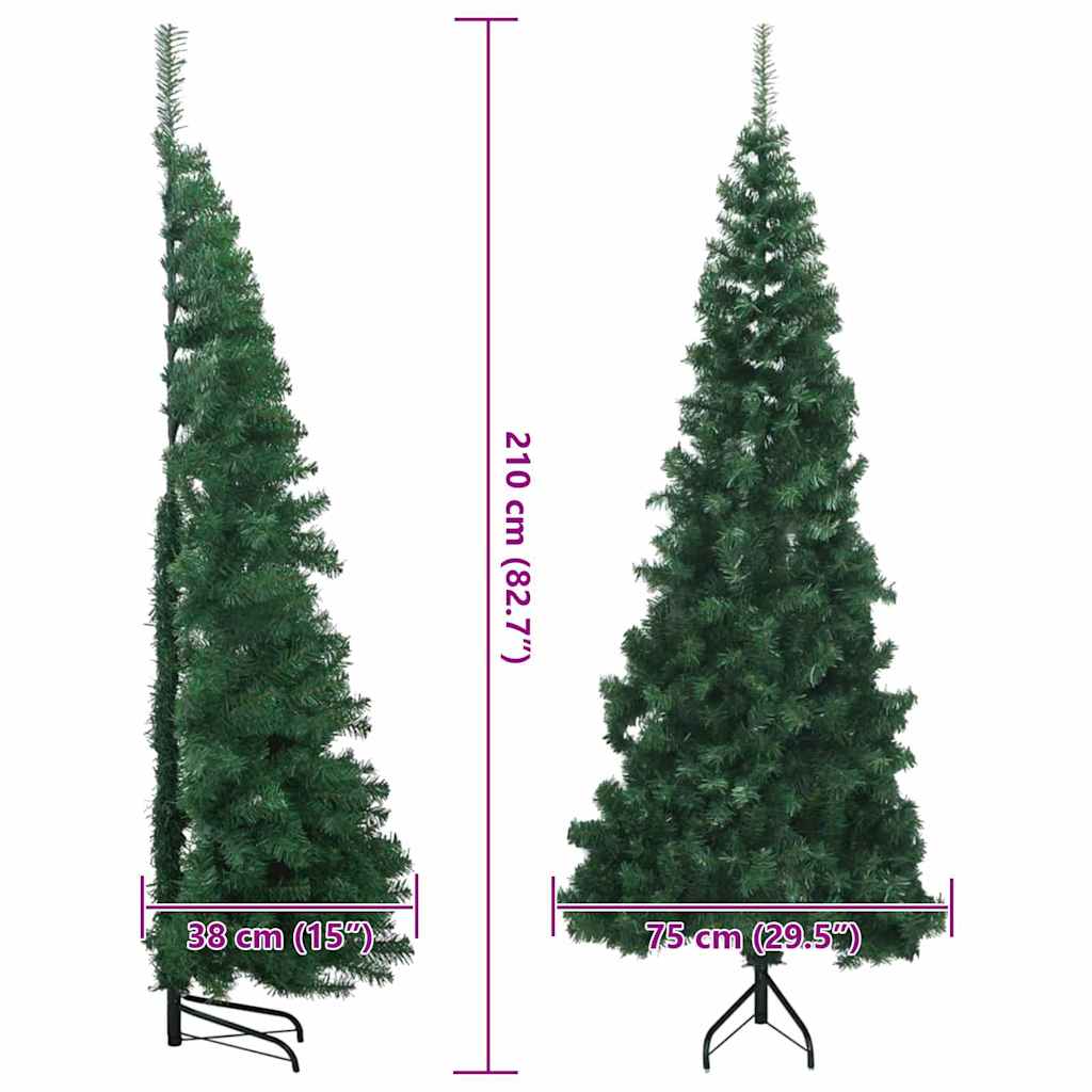 Corner Artificial Christmas Tree Green 210 cm PVC and Metal