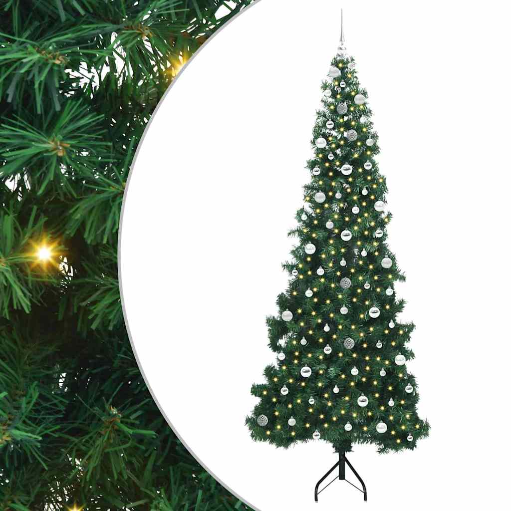 Corner Artificial Christmas Tree Green 240 cm PVC and Metal