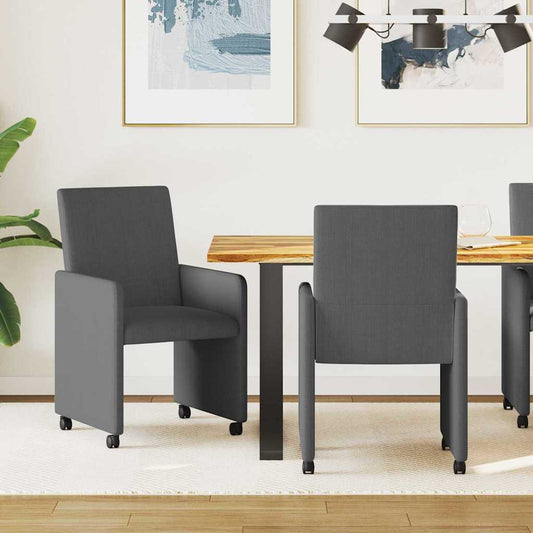 Dining Chairs with Wheels 2 pcs Dark grey 57 x 66 x 94 cm