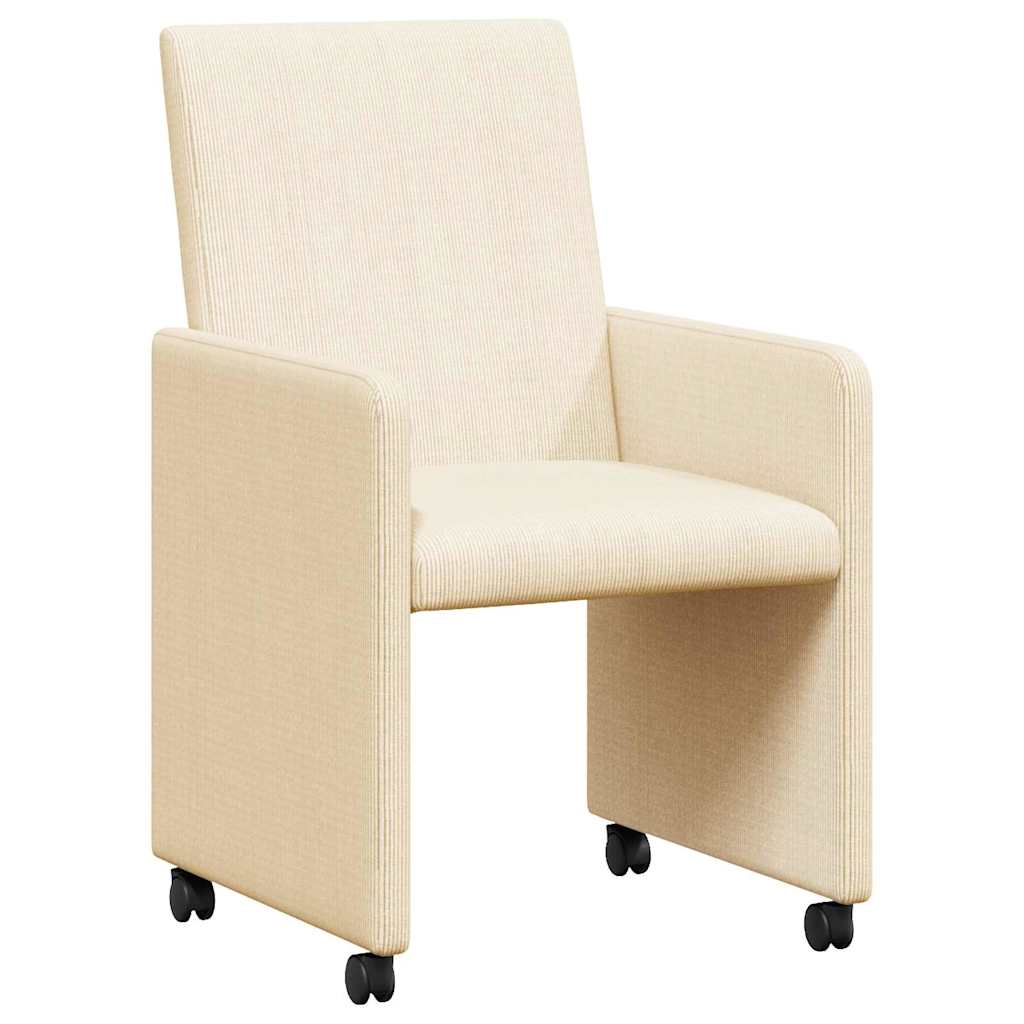 Dining Chairs with Wheels 2 pcs Cream 57 x 66 x 94 cm